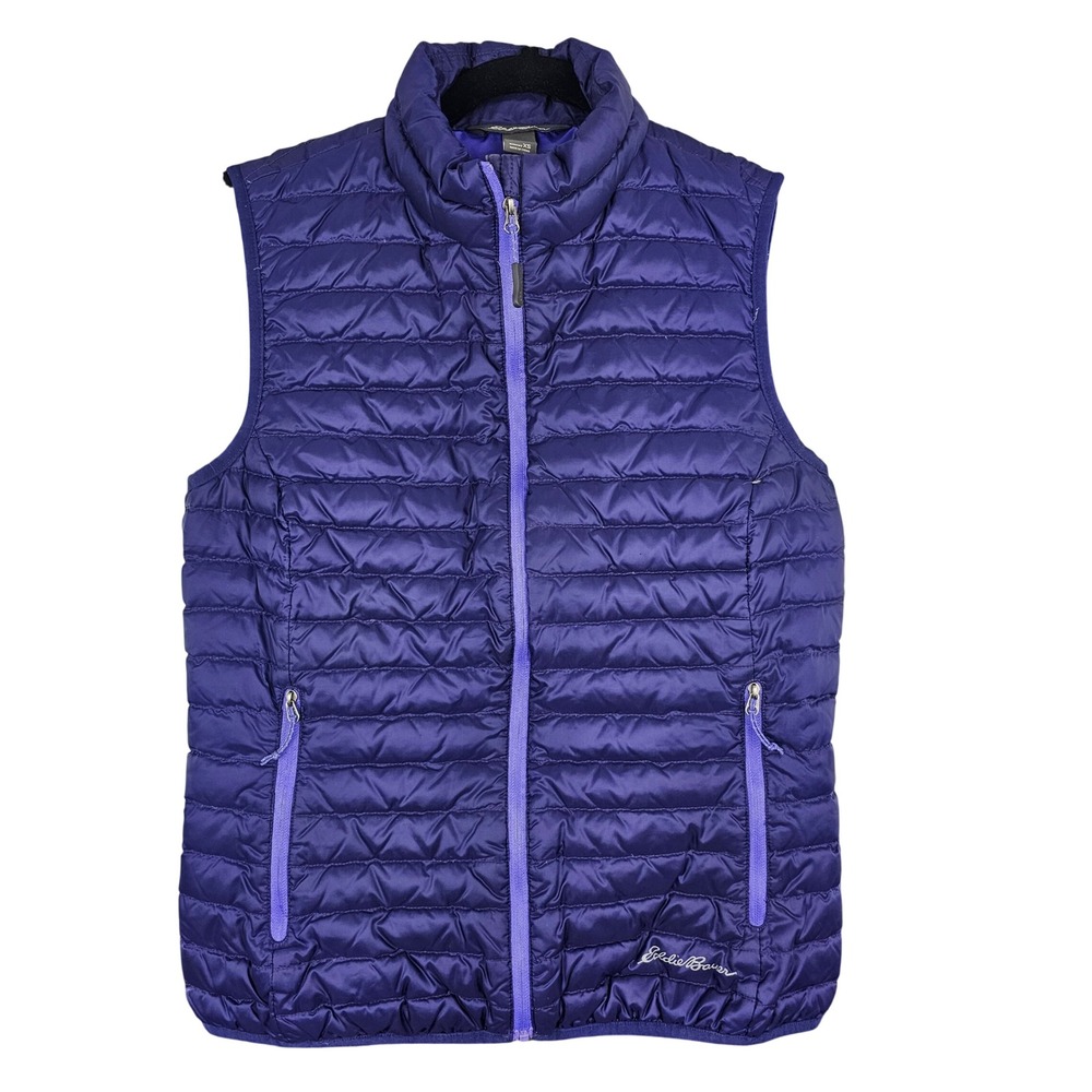 Eddie Bauer EB700 Women's Purple Down Puffer Vest Size XS Full Zip Quilted